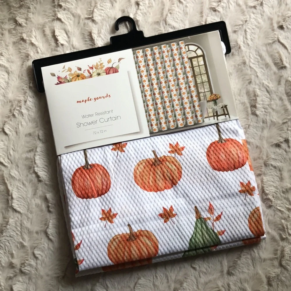 Maple Gourds Pumpkin Print Water Resistant Shower Curtain